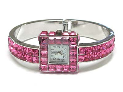 Top quality suqare crystal frame jewelry women watch - japanese movt