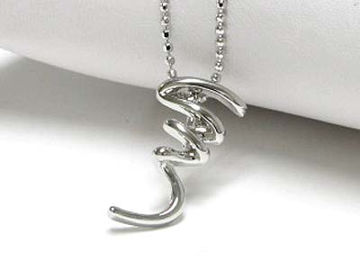 Made in korea whitegold plating designer inspired scribble pendant necklace - made in korea