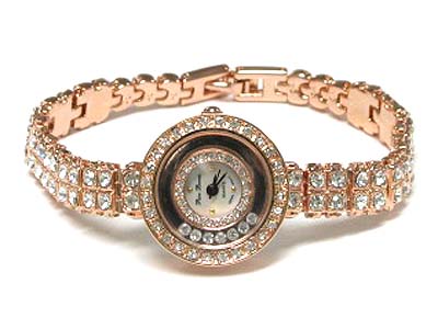 Double crystal round face and loose crystal watch