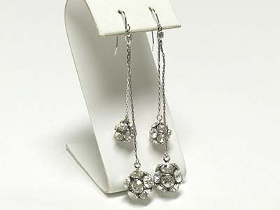 Double crystal ball drop earring