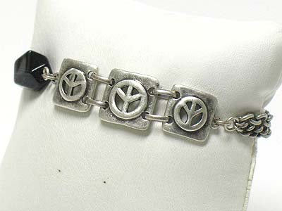 Peace theme metal chain bracelet