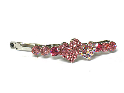 Double heart crystal hair pin