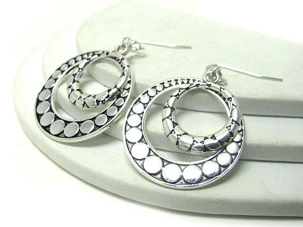 Designer style patterned metal hoop earring - hoops