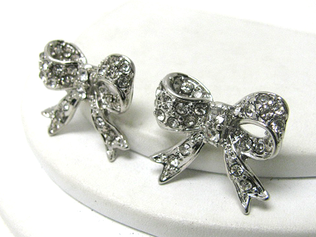 Crystal stud ribbon earring