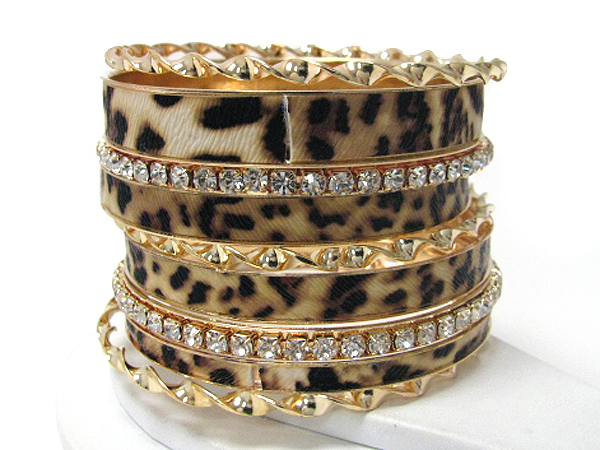 Crystal deco stackable animal print bangle set of 9