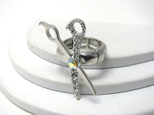 Crystal deco scissors stretch ring