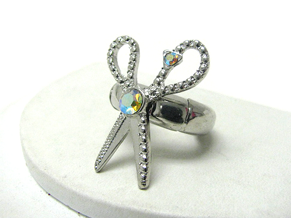 Crystal deco scissors stretch ring