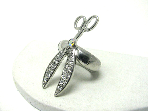 Crystal stud scissors stretch ring