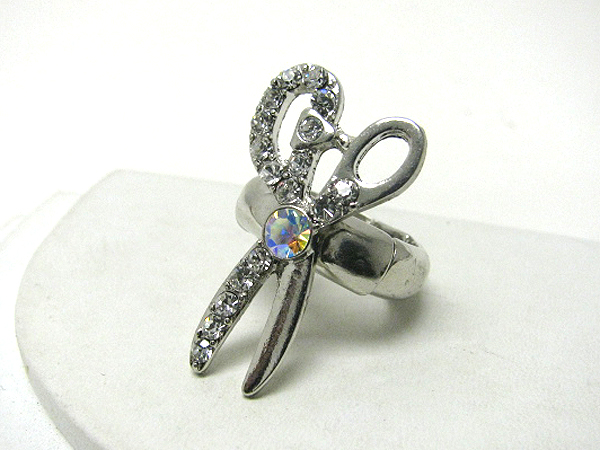 Crystal stud scissors stretch ring