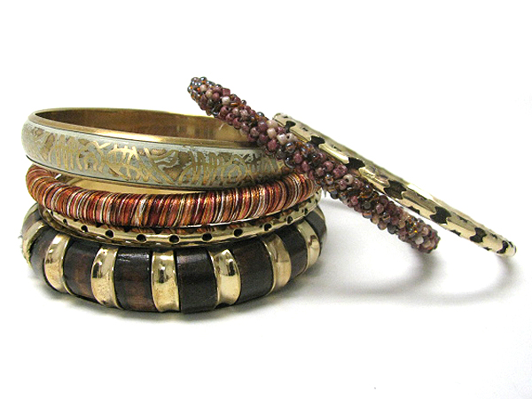 Thread and seed beads wrapped multi stackable bangle bracelets