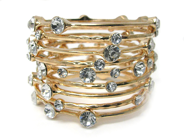 Stackable crystal stud metal bangle set of 7