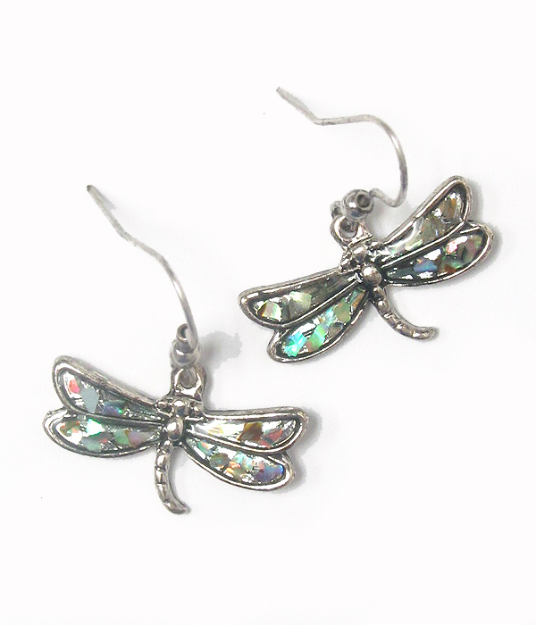 Abalone dragonfly earring