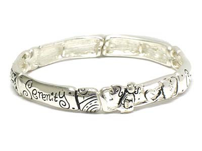 Serenlty printed metal casting stretch bracelet