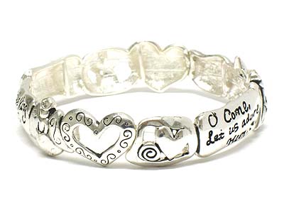 Heart angel and buible message printed stretch bracelet