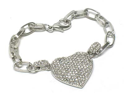 Boutique style crystal heart solid chain bracelet