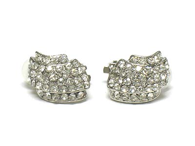 Crystal paved button clip earring 