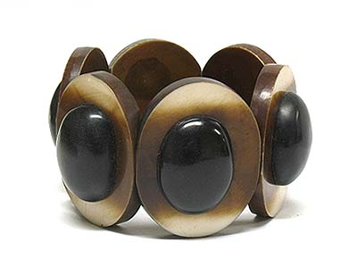 Ethnic indian jewelry - natural regin oval disk stretch bracelet