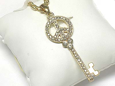 Crystal key for peace pendant necklace 