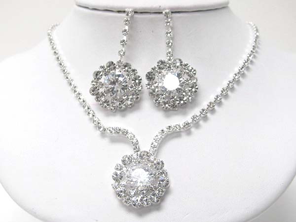 Rhinestone and facet crystal  necklace earring set