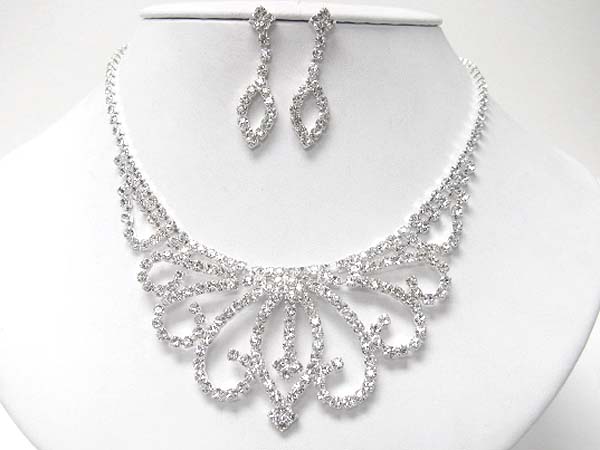 Rhinestone necklace earring set