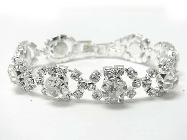 Rhinestone and facet crystal  link bracelet