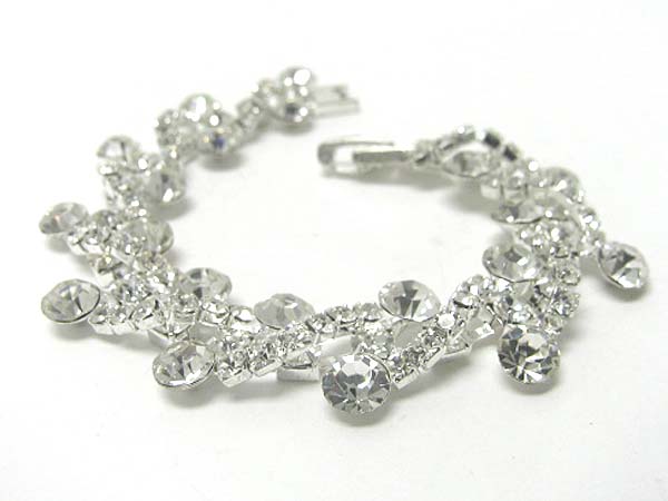 Rhinestone and facet crystal dangle bracelet