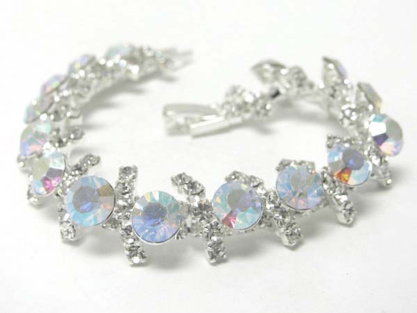 Rhinestone and facet crystal link bracelet