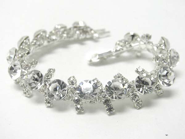 Rhinestone and facet crystal link bracelet