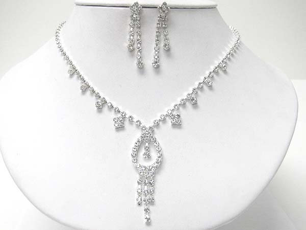 Rhinestone necklace earring set