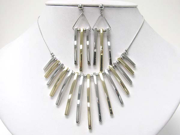 Gradual metal bar drop necklace earring set