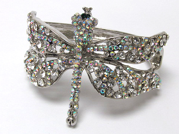 Crystal large metal fashion flower hinge bangle