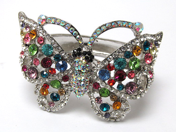 Crystal metal large fashion butterfly hinge bangle