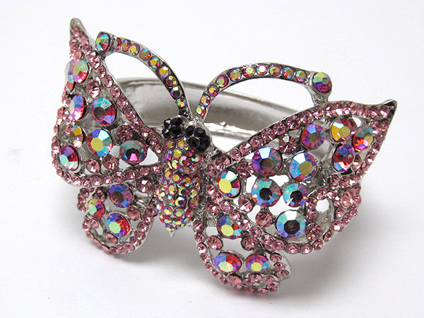 Crystal metal large fashion butterfly hinge bangle