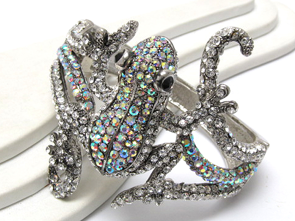 Crystal metal fashion frog hinge bangle