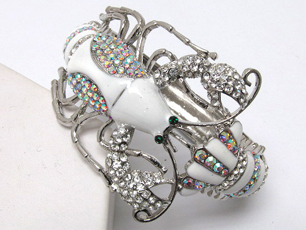 Crystal and epoxy metal fashion lobster hinge bangle