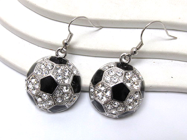 Crystal puffy epoxy soccer ball earring