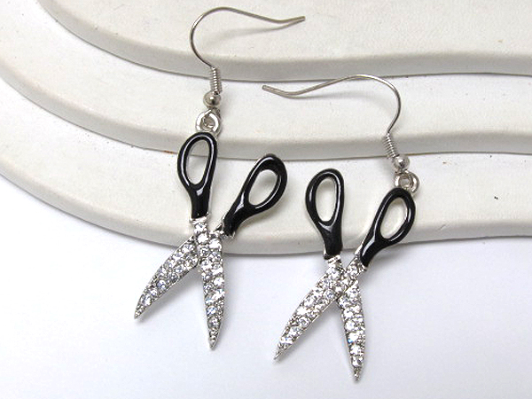 Crystal and epoxy scissors earring 