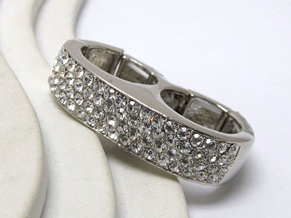 Crystal stud thick dual finger stretch ring