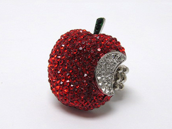 Crystal fashion apple stretch ring