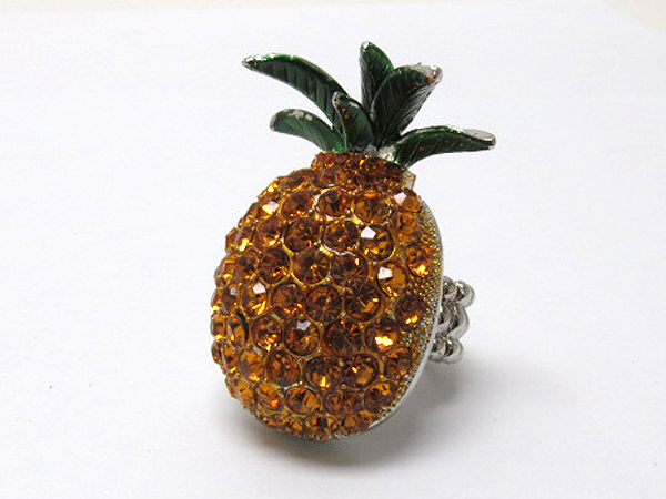 Crystal fashion pineapple stretch ring