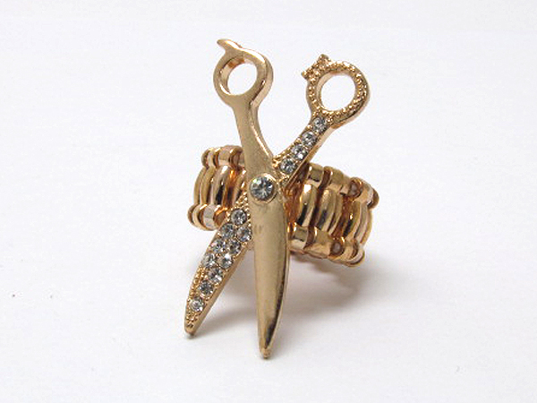 Crystal stud scissors stretch ring