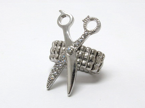 Crystal stud scissors stretch ring