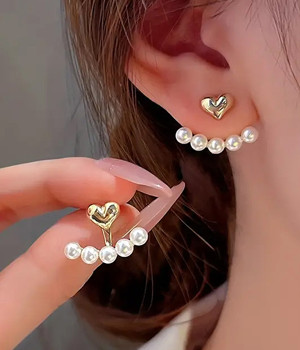 Heart and pearl ear jackets