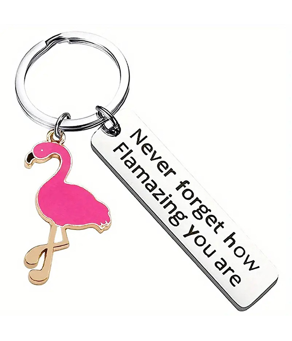 Inspiration message flamingo keychain
