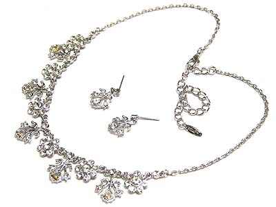 Crystal flower necklace and earring set