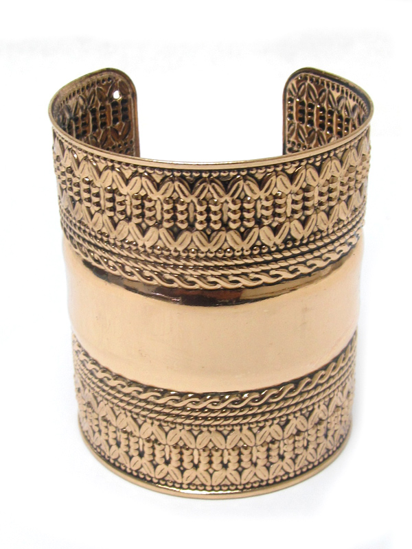 Large textured metal cuff bracelet