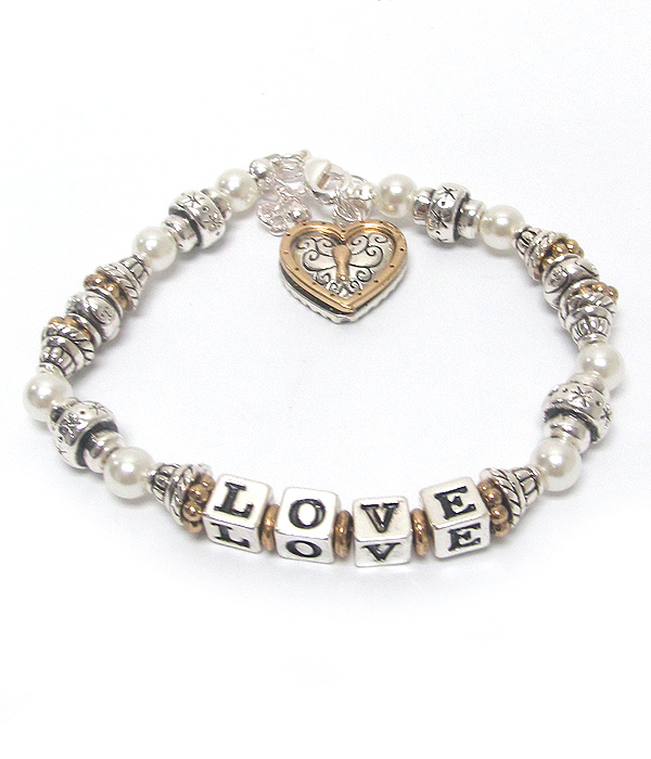 Love cube beads charm bracelet