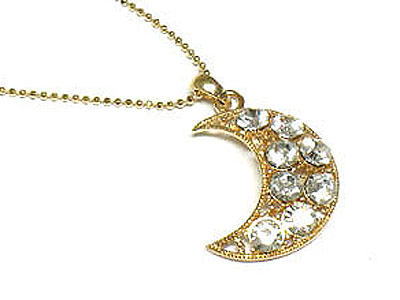 Crystal crescent moon necklace