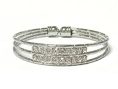 Crystal stud triple bambootic cuff bangle