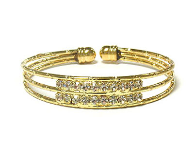 Crystal stud triple bambootic cuff bangle